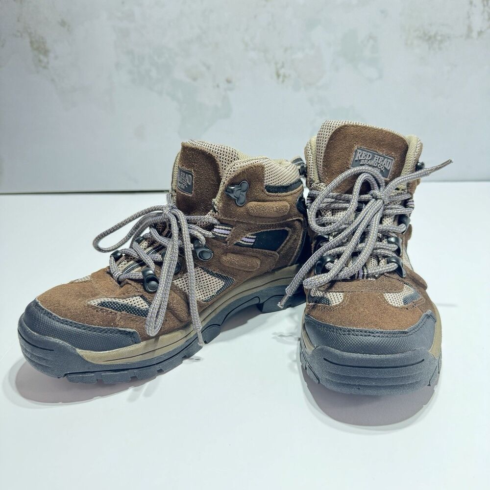 RedHead Brown Hiking Boots Youth Size 6M Leather Mesh Outdoor Trail Boots